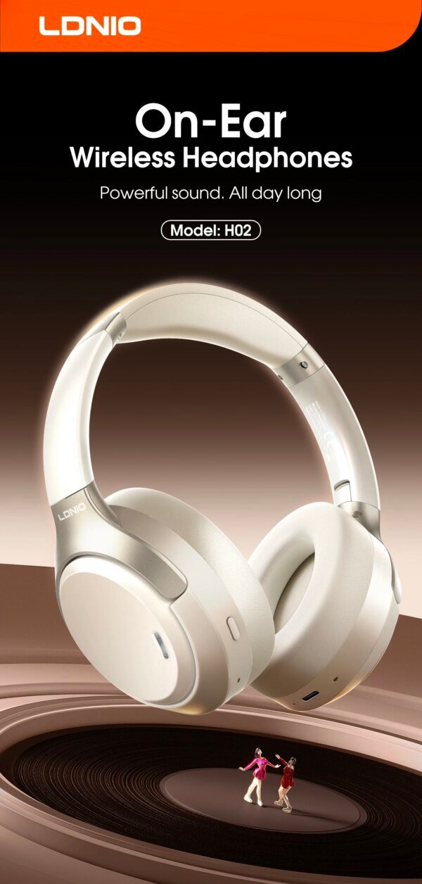 LDNIO H02 ANC Noise Cancelling Wireless Earphones Wired Available Bluetooth V5.4 49H Playtime HiFi Stereo Over Ear Headphones