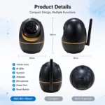 Tuya Smart 3MP WiFi IP Camera 2.4GHz Wireless CCTV Monitor Two-Way Audio IR Night Vision Motion Detection