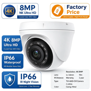 4K 8MP AHD Analog Dome Camera IP66 Waterproof Night Vision 3.6mm CMOS Wide Angle CCTV