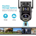 Icsee Dual Lens 6MP 4K Smart Dual Light Mode Outdoor Cctv Wireless Ptz Waterproof Ip66 Cameras Ip Black case