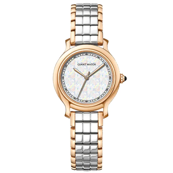 2025 Fashion Minimalist Business Round Checkered Shell Dial Quartz Sport Glass Pointer Stainless Steel Band Lady Watch