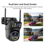 Icsee Dual Lens 6MP 4K Smart Dual Light Mode Outdoor Cctv Wireless Ptz Waterproof Ip66 Cameras Ip Black case