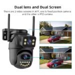 Icsee Dual Lens 6MP 4K Smart Dual Light Mode Outdoor Cctv Wireless Ptz Waterproof Ip66 Cameras Ip Black case