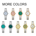 2025 Fashion Minimalist Business Round Checkered Shell Dial Quartz Sport Glass Pointer Stainless Steel Band Lady Watch