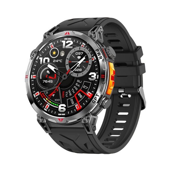 2025 KC93 GPS Smart Watch 1.56 Inch AMOLED Screen AI Dial GPT Flashlight Compass 650mAh Battery 3ATM Waterproof Sport Smartwatch