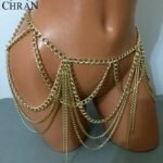 Chran Gold Silver Color Dangle Multilayer Tassel Women Sexy Bikini Beach Body Chain Link Necklace Belly Waist Slave Chain BCJ605