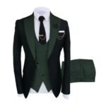 Men Suits 3 Pieces Tailored Best Man Groom Wedding Tuxedo Slim Fit Jacquard Two-color Blazer Jacket Vest Pants Tuxedo Clothing