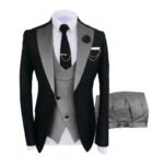 Men Suits 3 Pieces Tailored Best Man Groom Wedding Tuxedo Slim Fit Jacquard Two-color Blazer Jacket Vest Pants Tuxedo Clothing