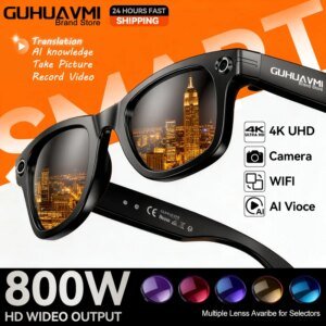 AI Smart Glasses 800W Anti Shake HD Camera Video Recording Languages Translation Sunglasses Bluetooth Call Music Play Man Women
