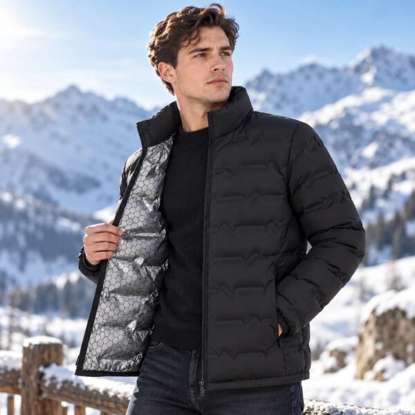 Casual Stand Collar Coat Regular Fit Simple with Warmth Retention Zipper Front Spring Winter Style Cardigan for Men