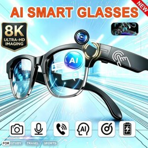 8K HD AI Motorcycle Smart Glasses AI Translation Hands-Free Calling AI Chat Logging Music Playback Smart Sunglasses for Men