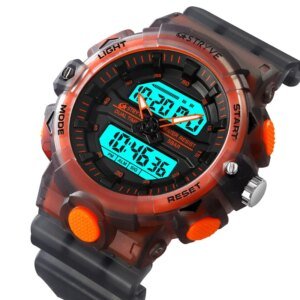 Fashion STRYVE 8028 Men’s Watch Luxury 5ATM Waterproof Watch for Men with Analog-Digital Dual Movement Student Sports Wristwatch