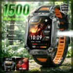 1500mAh Military Grade Smart Watch 100 Days Battery Life 10ATM Waterproof Bluetooth Call SOS Alert LED Flashlight Sports Watches