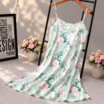 Sexy Cherry Print Satin Nightie Women Summer Spaghetti Strap Mini Dress Soft Sleepwear Lingerie Gown Loungewear Robe Nightgown