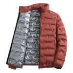 Casual Stand Collar Coat Regular Fit Simple with Warmth Retention Zipper Front Spring Winter Style Cardigan for Men