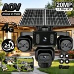 Solar Camera 4G Outdoor 4 Lens 4-Screen All-Day Recording PIR Human Detect Waterproof Night Vision CCTV Security Protection