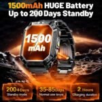 1500mAh Military Grade Smart Watch 100 Days Battery Life 10ATM Waterproof Bluetooth Call SOS Alert LED Flashlight Sports Watches