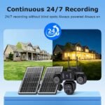 Solar Camera 4G Outdoor 4 Lens 4-Screen All-Day Recording PIR Human Detect Waterproof Night Vision CCTV Security Protection