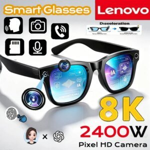 Lenovo AI Smart Glasses 8K Remote Touch Control Photo Camera Translation Recording Hands-Free Calling Music Motorcycle Glasses