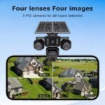 Solar Camera 4G Outdoor 4 Lens 4-Screen All-Day Recording PIR Human Detect Waterproof Night Vision CCTV Security Protection